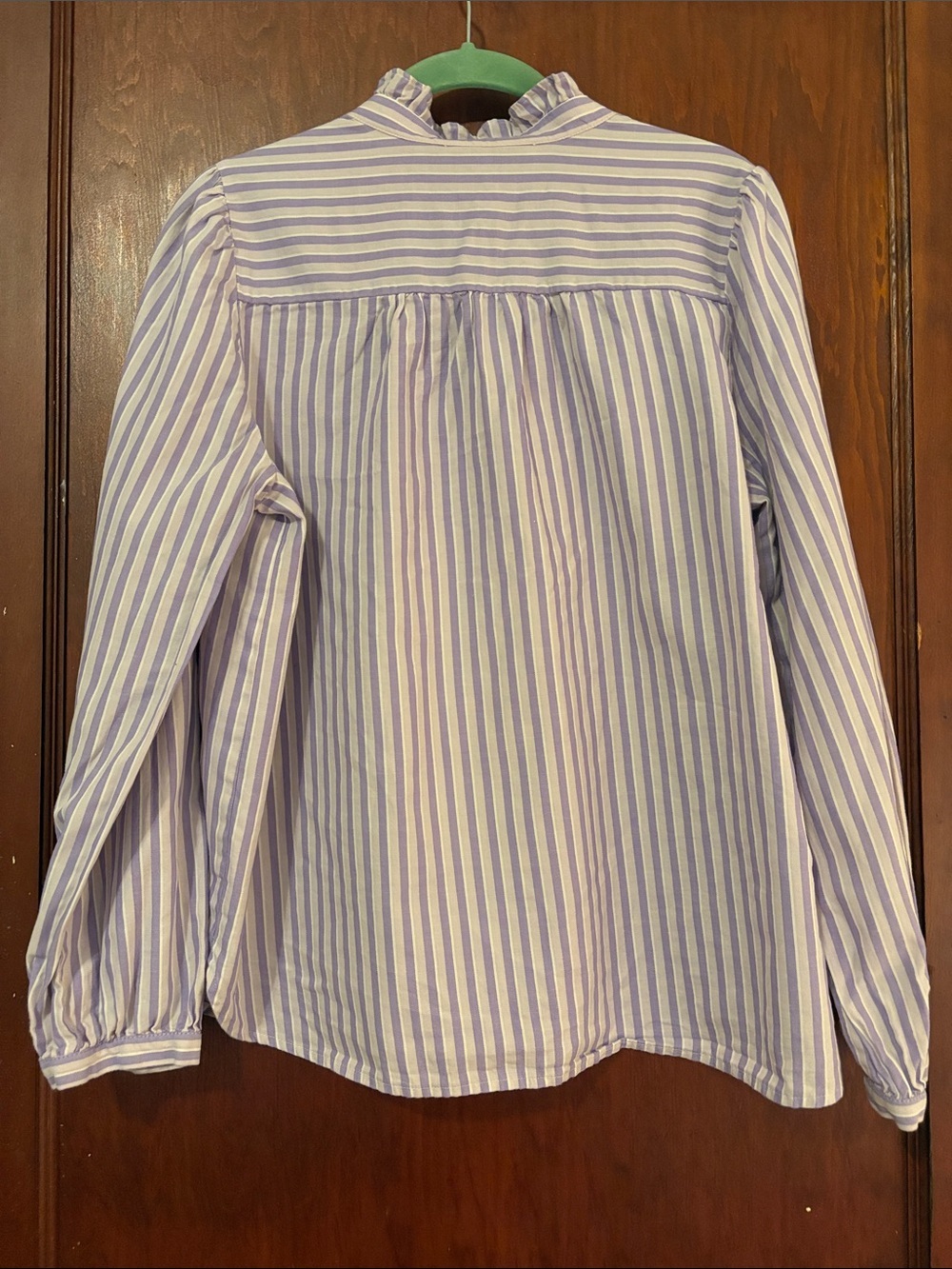 LOFT Lavender & White Striped Ruffle-Front Blouse - Picture 8 of 8